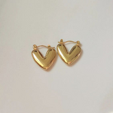 Stainless Steel Anti-Tarnish Heart-Shaped Earrings – Golden Finish